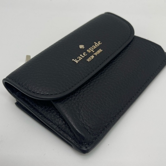 Kate Spade Dumpling Small Pebble Leather Flap Card Holder Wallet 
Black 
NWT - Picture 3 of 16